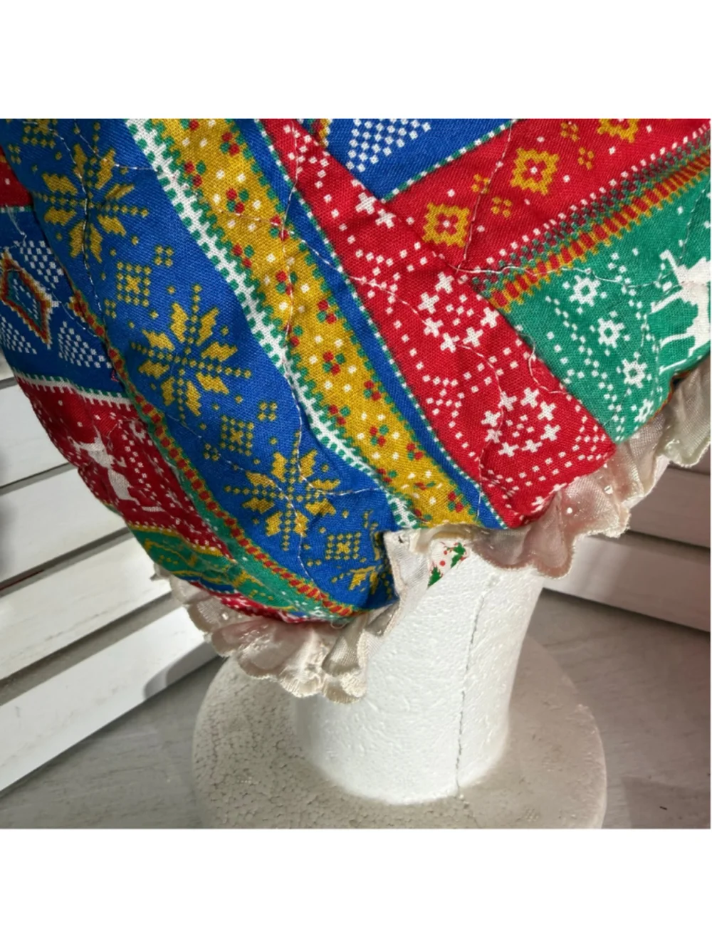 Vintage Christmas Elf costume complete hat skirt top stocking Halloween girls 12